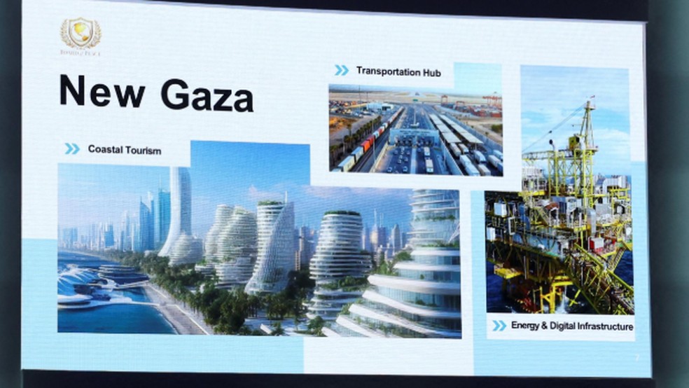 Apresentação do projeto para a Faixa de Gaza — Foto: BBC News fonte