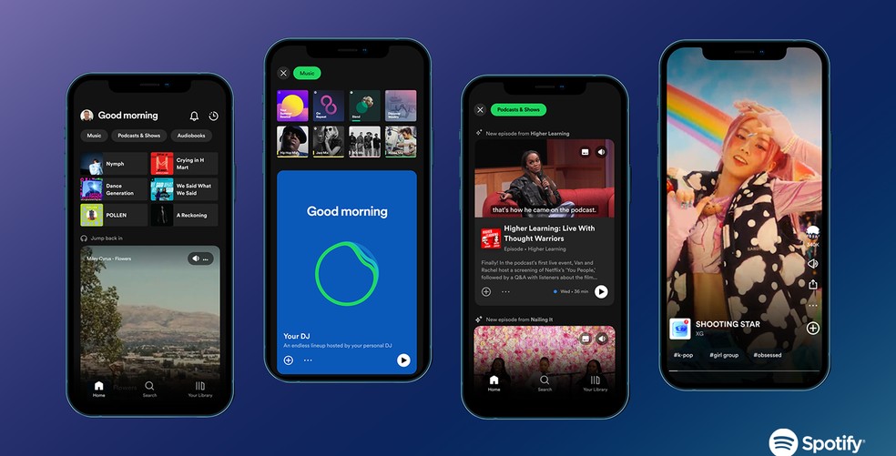 Spotify apresentou a atualização do aplicativo com mudanças no visual — Foto: Reprodução/TikTok 