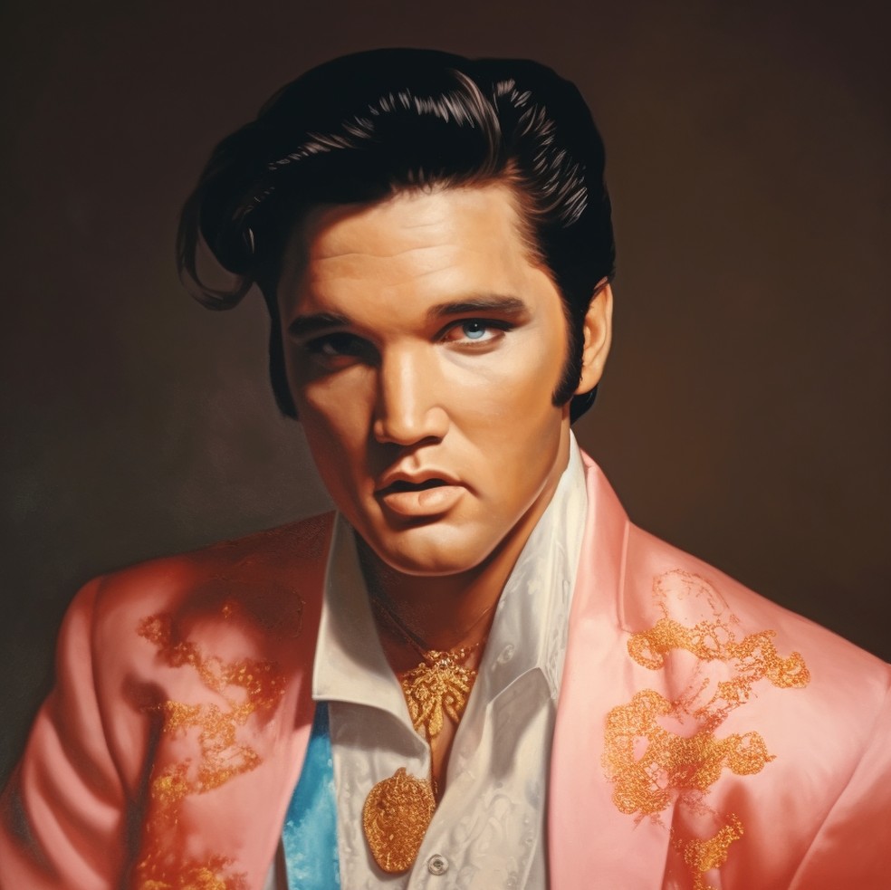 Elvis Presley em imagem gerada por IA — Foto: Reprodução/Voicify.AI Generator