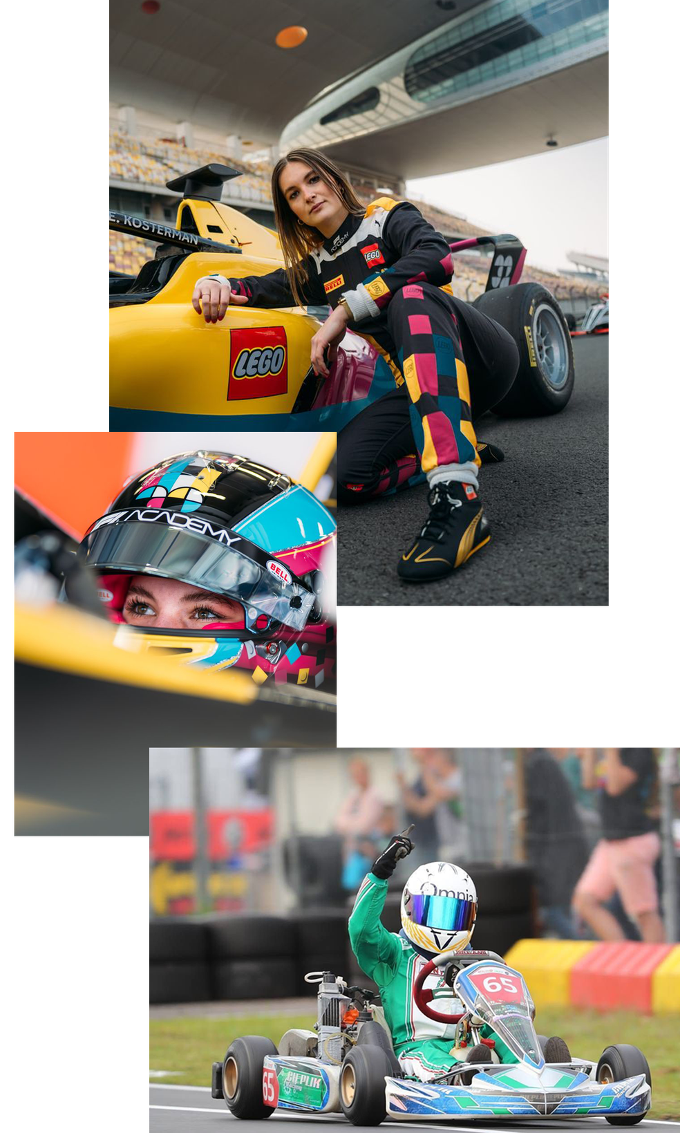 Esmee Kosterman disputa a F1 Academy pela equipe patrocinada pela Lego — Foto: BBC News fonte