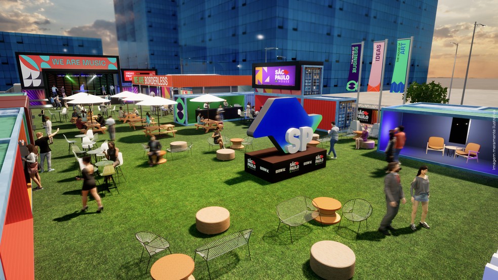 Imagem mostra como será o pátio central da SP House — Foto: Divulgação